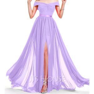 Jj's house Lilac off shoulder A-line dress